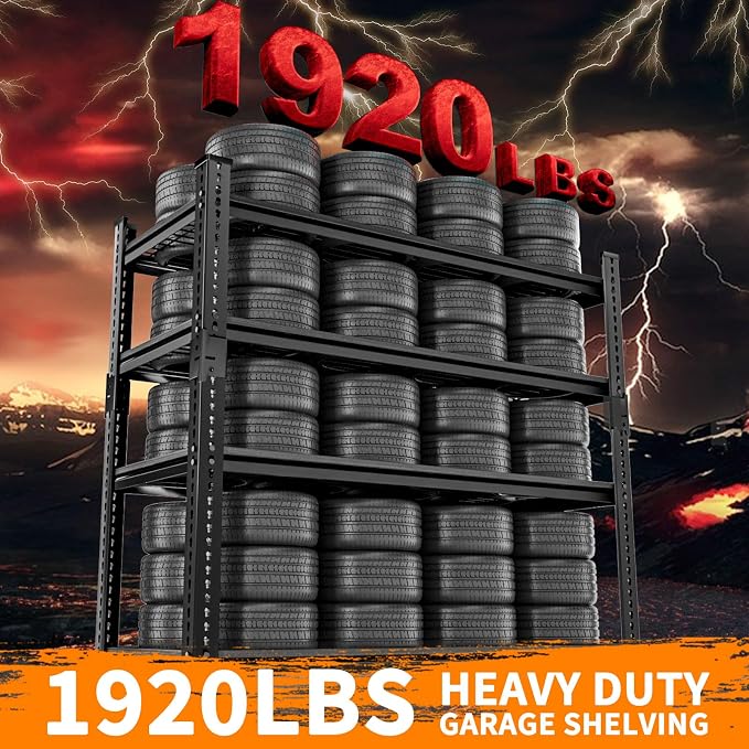 Storage Shelves Heavy Duty 4 PCS, 4-tier Adjustable Metal Industrial Utility - Image 4