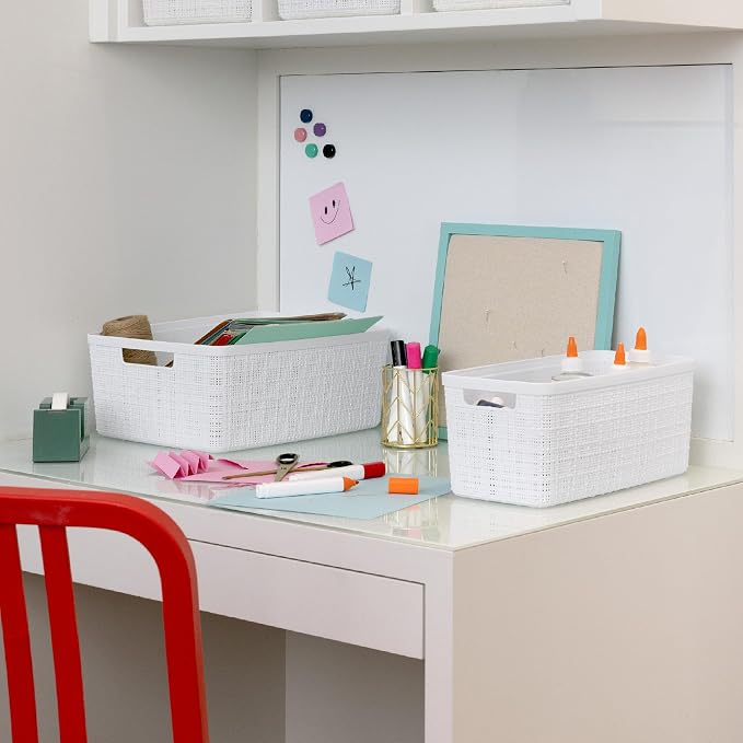 Curver Jute Decorative Plastic Organization and Storage Basket Perfect Bins - Image 6