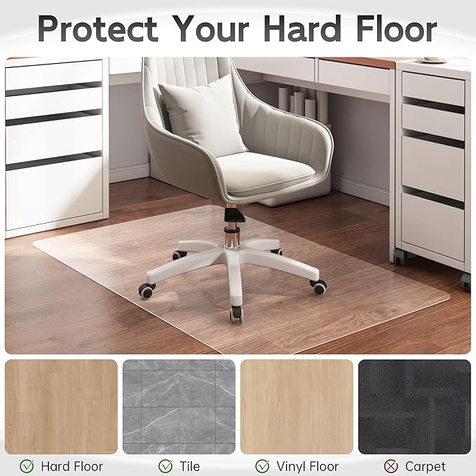Office Chair Mat for Hardwood Floor, Easy Glide, Protects Hard Surfaces from - Image 3