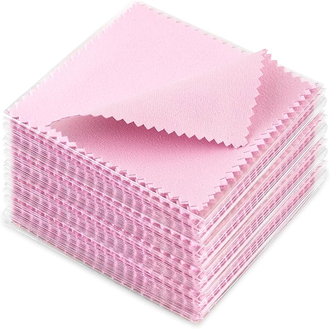 100 Pack Jewelry Polishing Cloth, 3.15" x 3.15" Pink Cleaning Cloths, Small by wegoup
