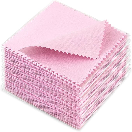 100 Pack Jewelry Polishing Cloth, 3.15" x 3.15" Pink Cleaning Cloths, Small by wegoup