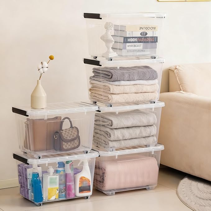 Citylife 54 QT Clear Plastic Storage Bins - Image 7