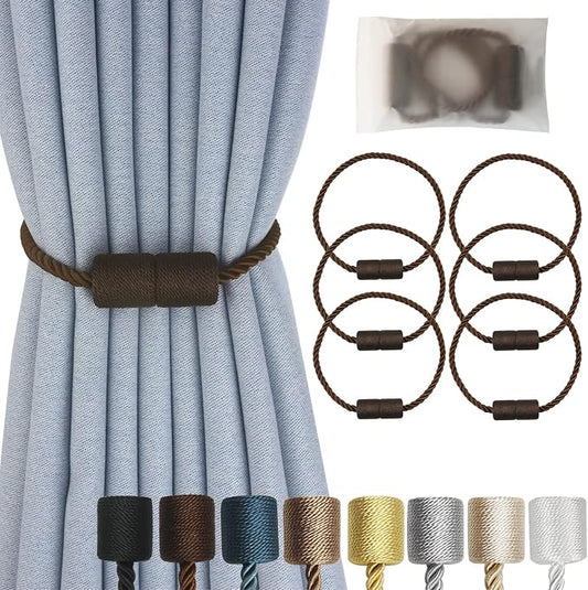 Magnetic Curtain Tiebacks 6 Pack Coffee Curtain Rope Tieback Curtain Holders by CURTAINTIEBACKS