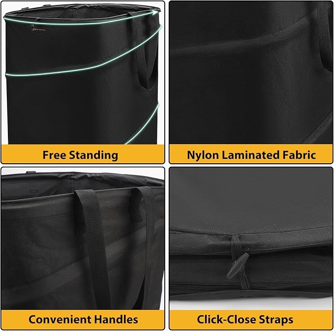 YUDI & GARDEN 19 Gallon Square Collapsible Yard Waste Bin｜Collapsible Trash - Image 6