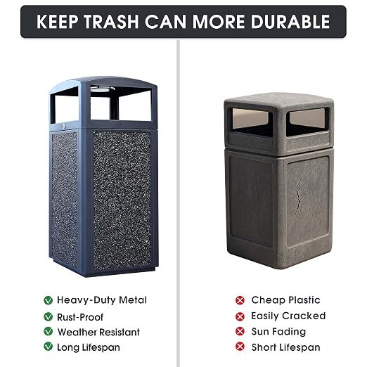 Commercial Metal Outdoor Trash Can - Image 6