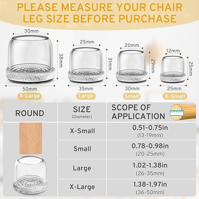 24PCS Round Chair Leg Floor Protectors, Furniture Sliders, Chair Leg Protectors - Image 3