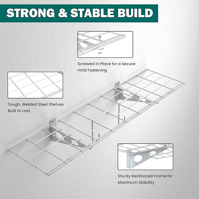 EVERHANGER Garage Wall Shelves, 12 X 48 Inch Wall Mounted Storage Shelves - Image 5