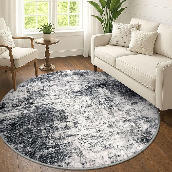 IOHOUZE Abstract Round Area Rug 6 Ft Washable Circle Rugs Large Round Rug Non by iOhouze