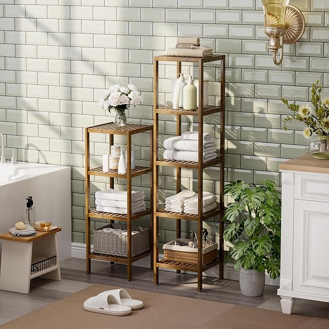 SMIBUY Bathroom Storage Shelf, 5-Tier Bamboo Rack Organizer - Image 4