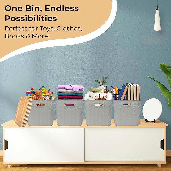 Storage Bins with Bamboo Lid – Stackable, and Home – Elegant Wicker-Style - Image 5