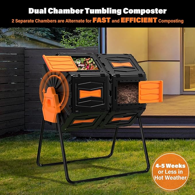 Compost Tumbler, Easy Assemble & Efficient Outdoor Compost Bin, 45 Gallon/170 - Image 2