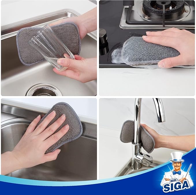 MR.SIGA Dual-Sided Scrub Sponges, Long lasting, Reusable Dishwashing Sponges - Image 6