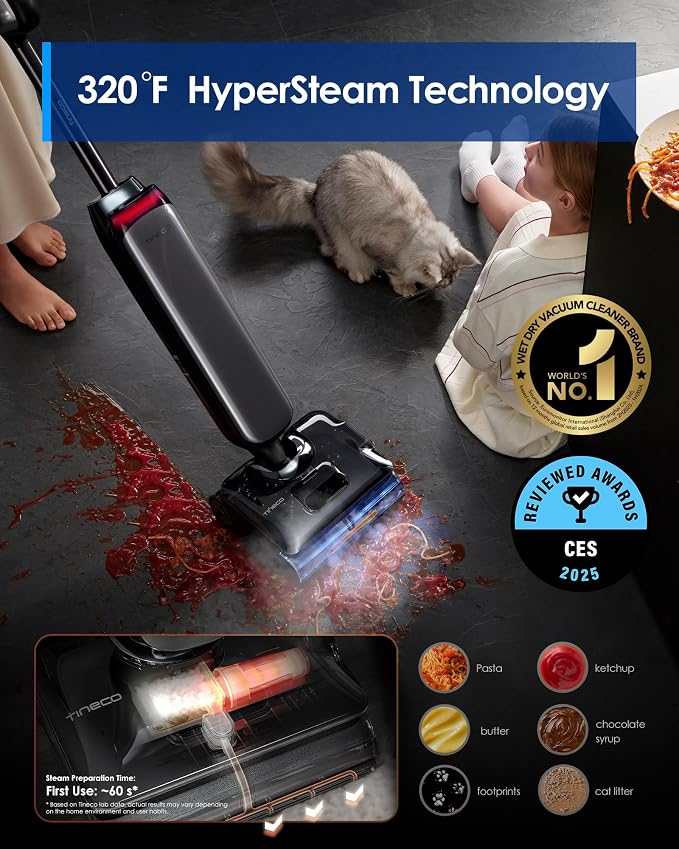 Tineco Floor One S9 Artist Steam Wet Dry Vacuum Cleaner, High-temp Steam - Image 2