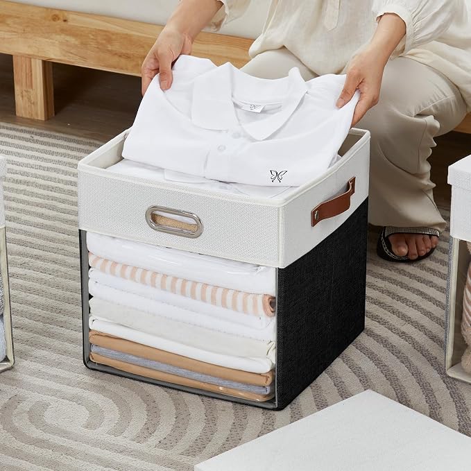 Fabric Storage Cubes with Clear Windows and Lids, Decorative Storage Boxes - Image 6