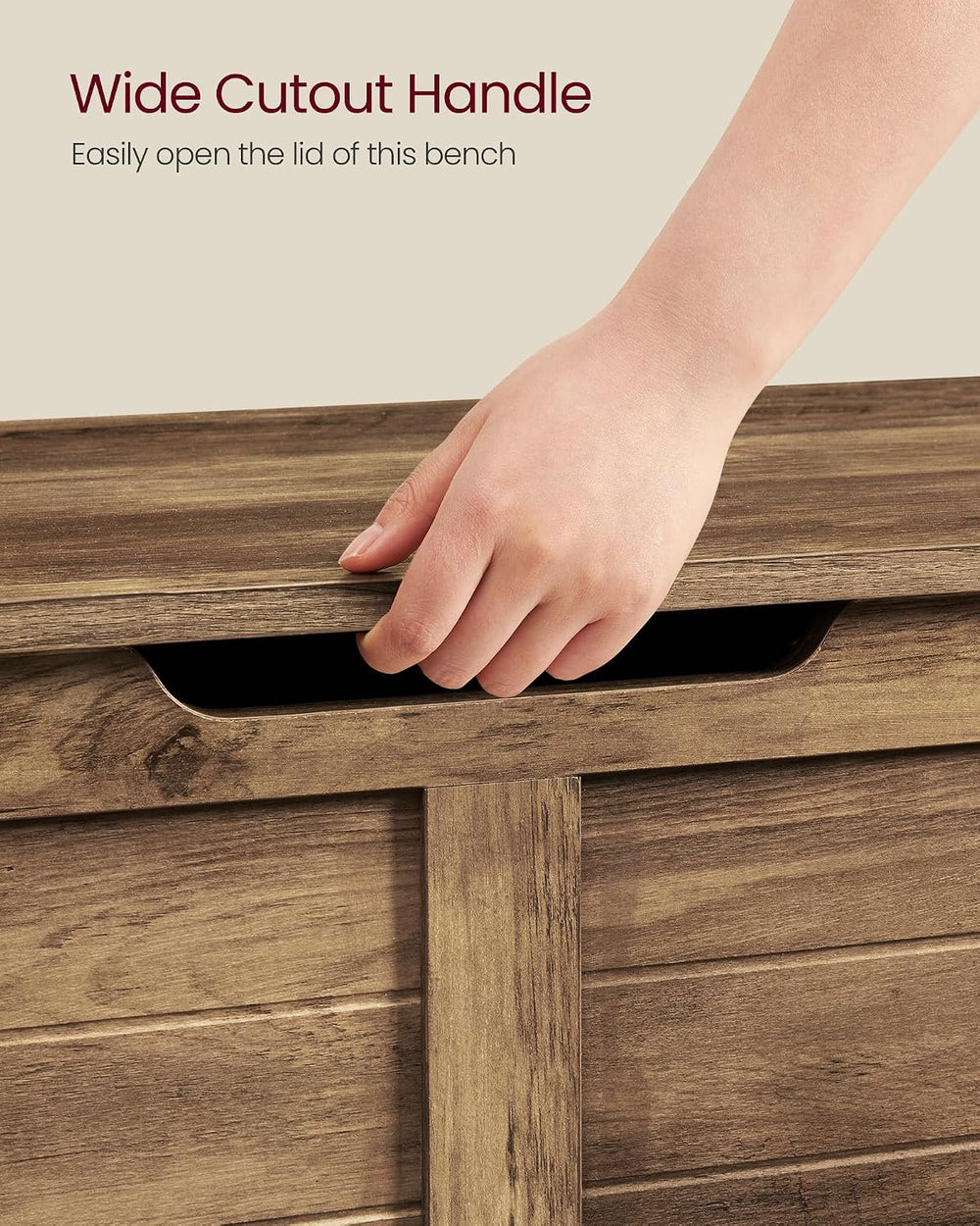 VASAGLE Storage Chest, 39.4 Inches Width Bench with 2 Safety Hinges