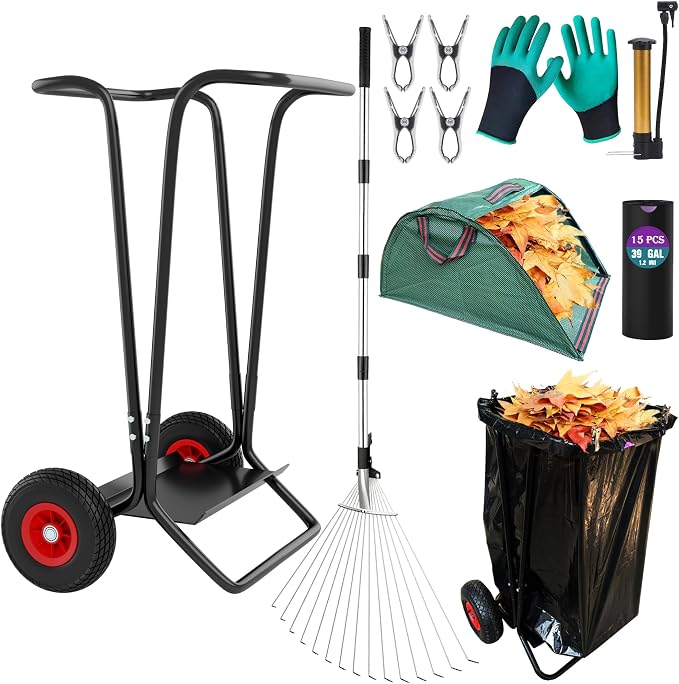 Mobile Trash Bag Holder Outdoor Lawn Leaf Bag Holder by AimGrowth