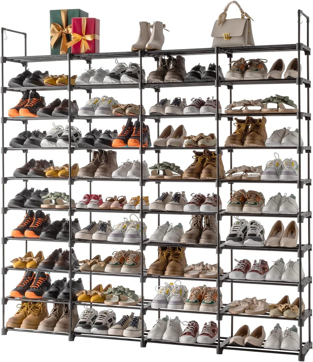 10 Tier Free Standing Shoe Rack, 80 Pairs Tall Vertical Shoe Shelf, Stackable...