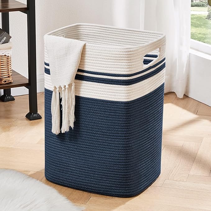 OIAHOMY Laundry Hamper-Laundry Basket, Tall Cotton Storage Basket by MasterofSpaceOptimization