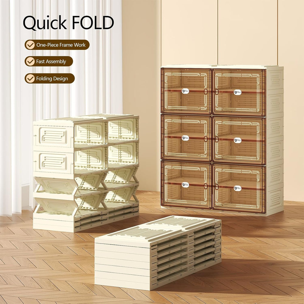 White Shoe Rack Organizer for 32 Pairs of Folding Design