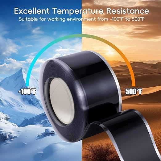 Self Fusing Silicone Tape 4 Rolls 1 in x 10' Black Waterproof Rescue Tape - Image 4