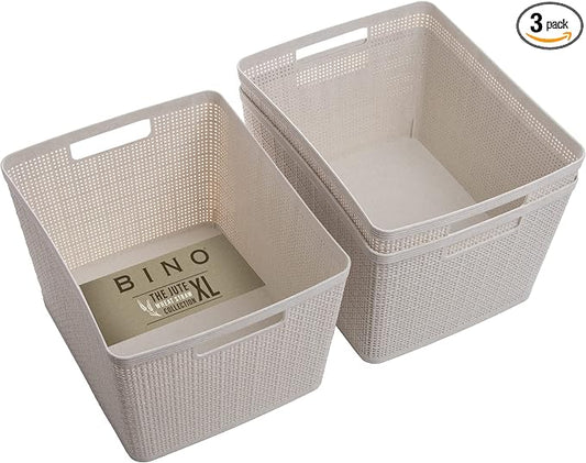 BINO Woven Plastic Basket | Large, Space-Saving Storage, Stylish Design | by BINO