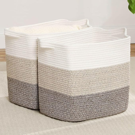 Medium and Large Woven Basket//With Handle, Used by Laughbird