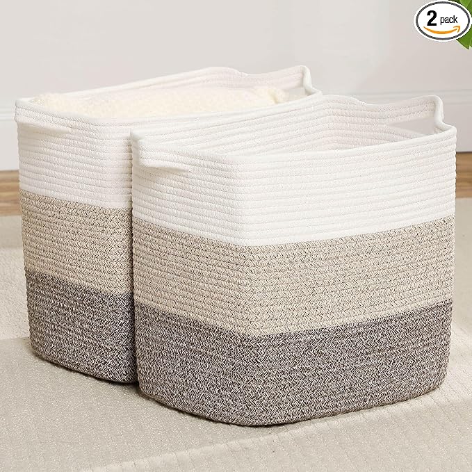 Storage Baskets for Clothes Fabric Cotton Rope Storage Basket by Laughbird