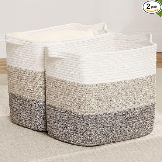 Storage Baskets for Clothes Fabric Cotton Rope Storage Basket by Laughbird