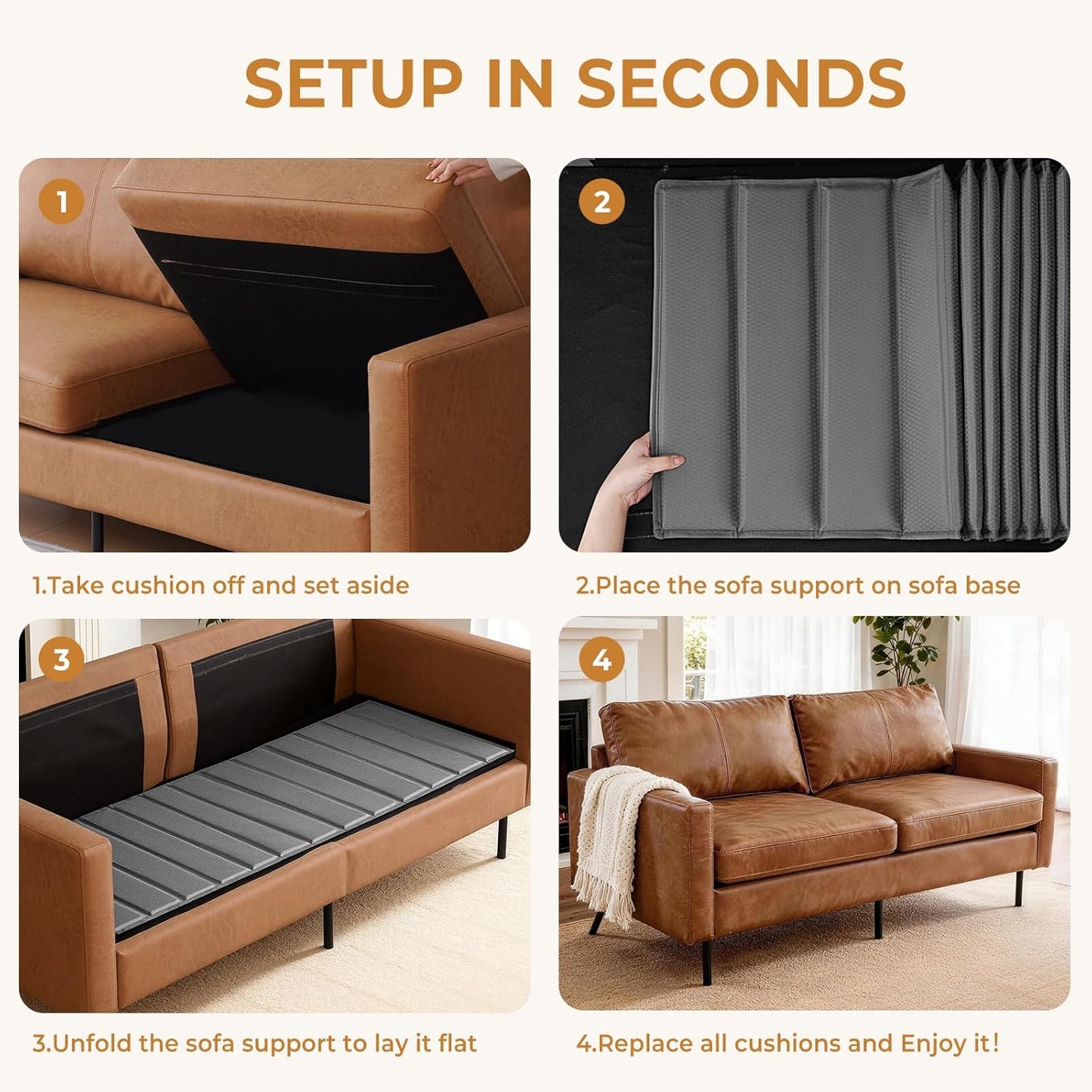 Heavy Duty Couch Cushion Support Board for Sagging Sofa, 21.5''x70''Sofa, Thick Reinforced Wood Boards Add Strong Seat Supports, Under Couch Insert with Anti-Slip Dots,Grey