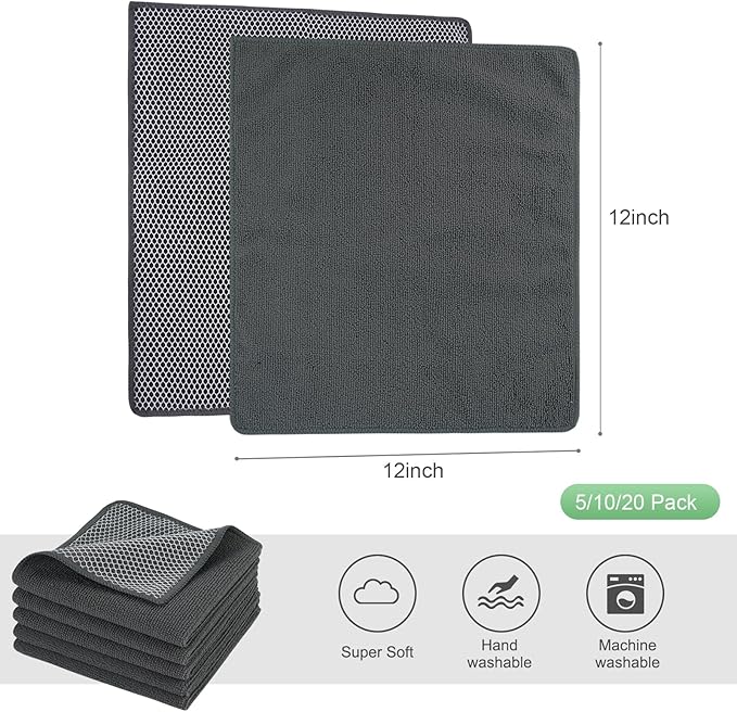 SINLAND Microfiber Dish Cloths Wash Clothes - Image 2