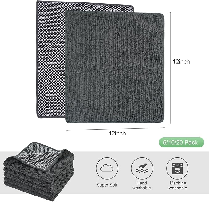 SINLAND Microfiber Dish Cloth Kitchen Washcloth Best Kitchen Cloths Cleaning - Image 2