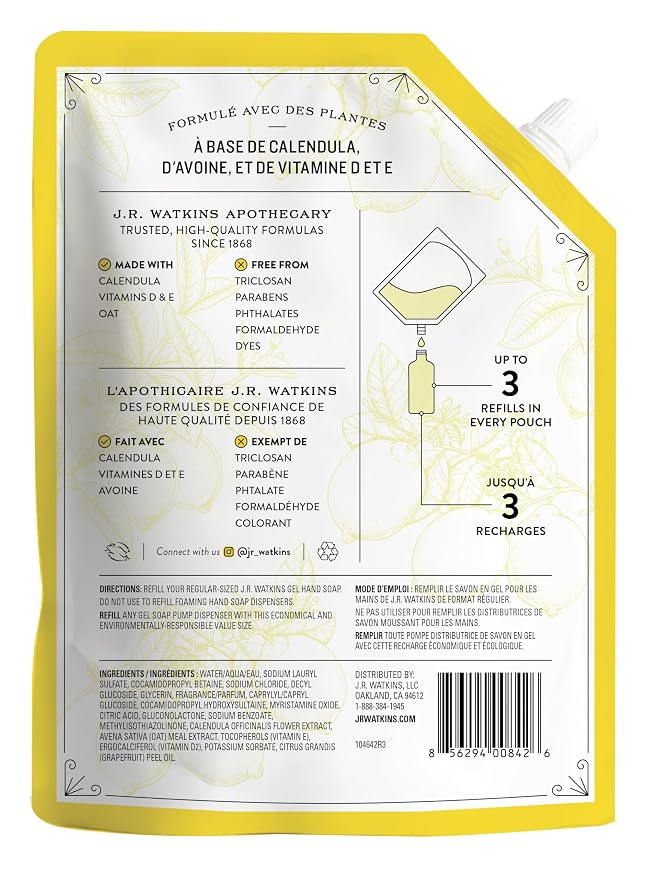 J.R. Watkins Liquid Hand Soap Lemon Refill, 34 Fl Oz - Image 2