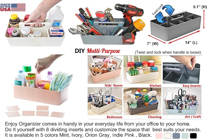 2 PACK - Portable DIY 8 Dividers Durable Plastic Organizer Tote Tool, Vanity - Image 8