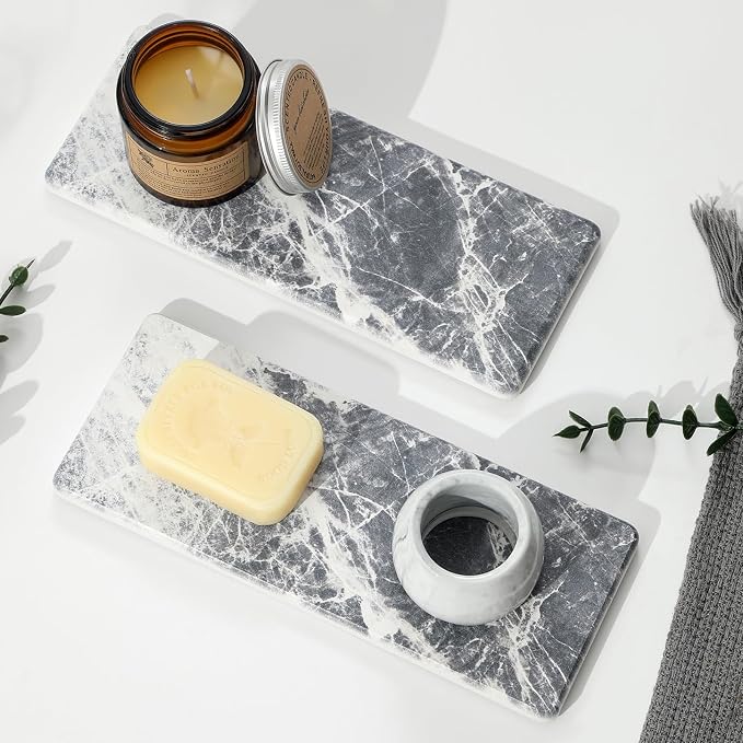 2PCS Bathroom Sink Vanity Trays, Water Absorbing Diatomite Stone Quick Drying by Razborci