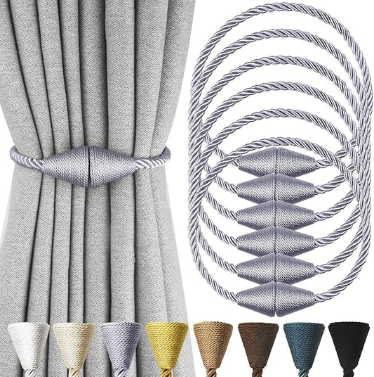 6 Pack Magnetic Curtain Tiebacks Rope Modern Handmade Curtain Tie Backs by CurtianTiebacks