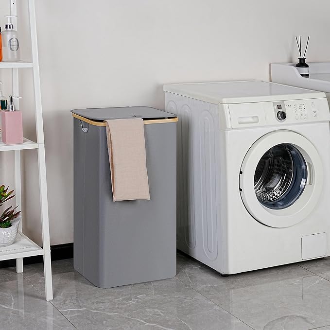efluky Laundry Basket with Lid and Removable Bag, 100L Tall Laundry Hamper with - Image 3