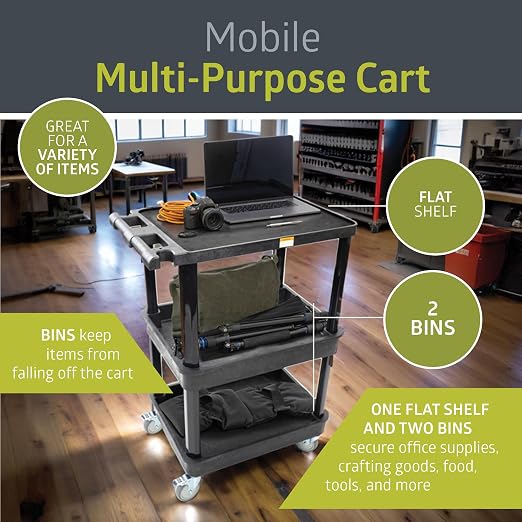 Pearington 3-Shelf Multipurpose Mobile Utility Cart - Image 3
