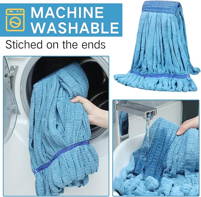 Lallisa 4 Pcs Commercial Mop Head Replacement Tube Microfiber Industrial Looped - Image 7