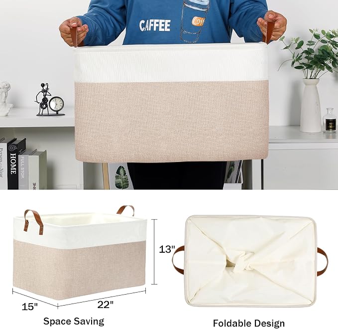 DULLEMELO Extra Large Baskets for Organizing, Foldable Blanket Basket Living - Image 2