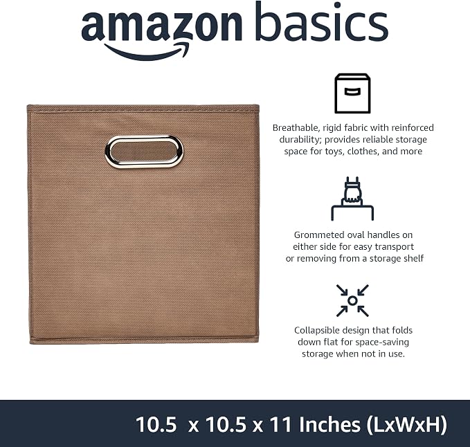 Amazon Basics Collapsible Cube Storage Organizer Bins, 10.5 x 10.5 x 11 inches - Image 2
