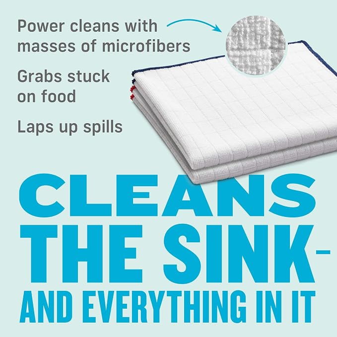 E-Cloth Wash & Wipe Dish Cloth, Microfiber Cleaning Cloth Reusable Paper Towel - Image 2