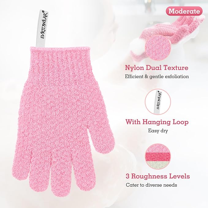 Evridwear Exfoliating Gloves for Shower, 100% Nylon Thick Soft Medium Heavy - Image 2