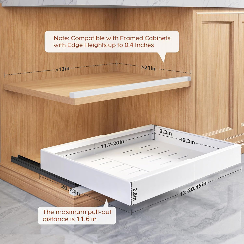 Seinloes 2 Pack Pull Out Cabinet Organizers 21"Deep with Raising Pad for...