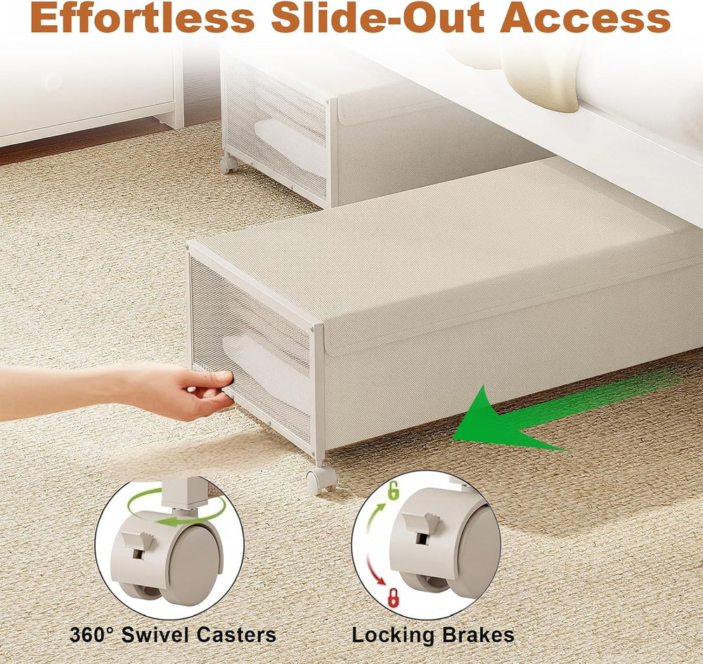 Fokyfok 2Pack Under Bed Storage Containers,10 inch Height,31 inch Long