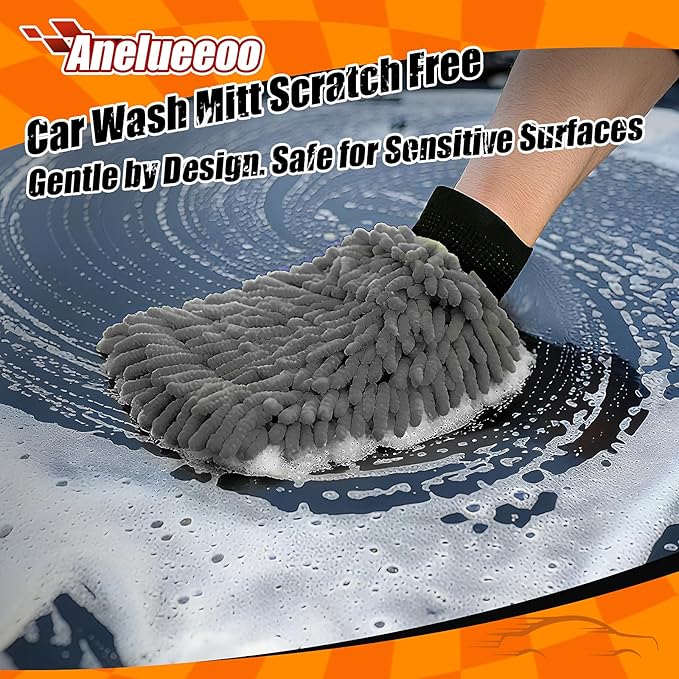 Car Wash Mitt Microfiber, Premium Chenille Microfiber Wash Car Mitts Sponge - Image 4