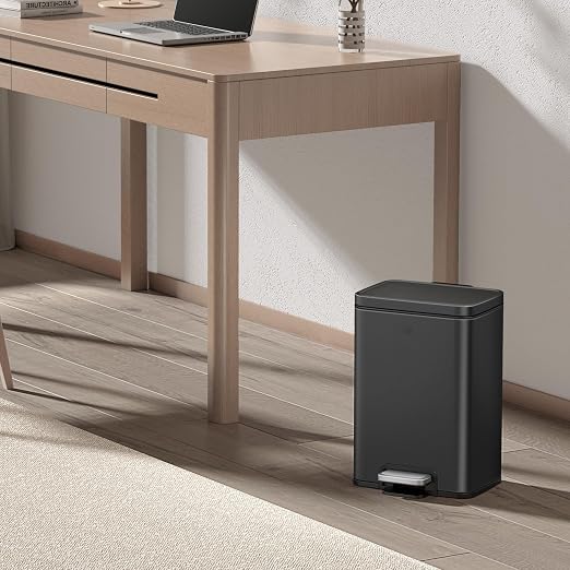 EKO Madison Matte Black 12L / 3.2 Gal Bathroom Trash Can - Image 7