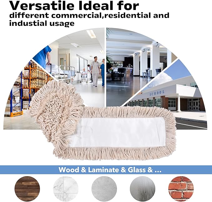 Matthew Cleaning 24'' Cotton Dust Mop Refill Washable Thick Tufted Replacement - Image 5