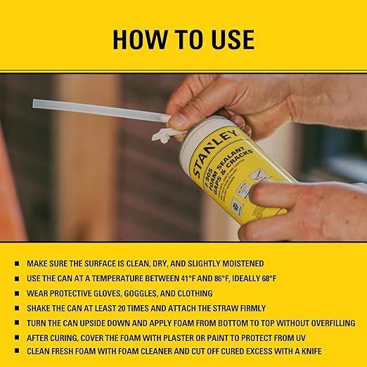 Stanley F905 Gaps & Cracks Sealant – Polyurethane Spray Foam Insulation - Image 4