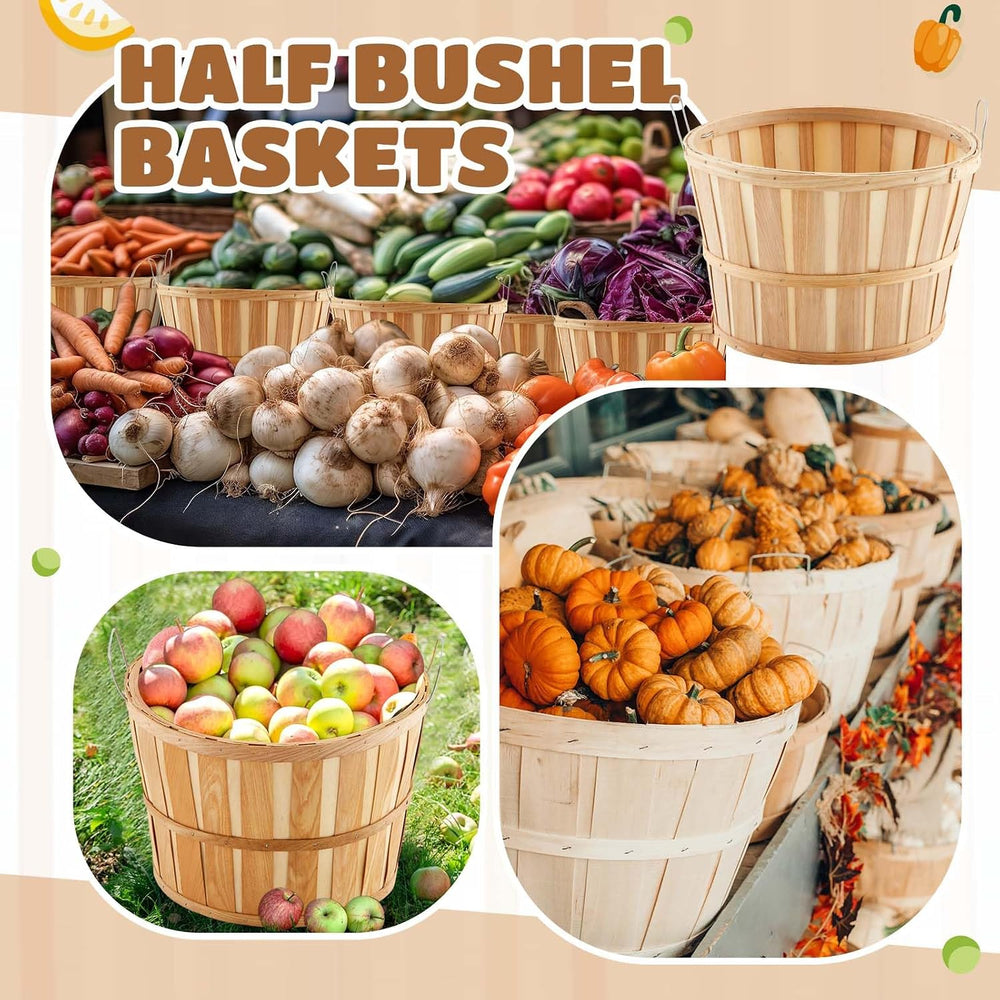 Marsui 14 x 9.5 Inch Large Jumbo Half Bushel Baskets with Handles, 4 Pcs