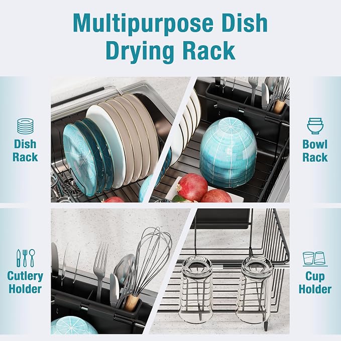 JASIWAY Dish Drying Rack in Sink, Over The Sink Colander Strainer Basket - Image 3